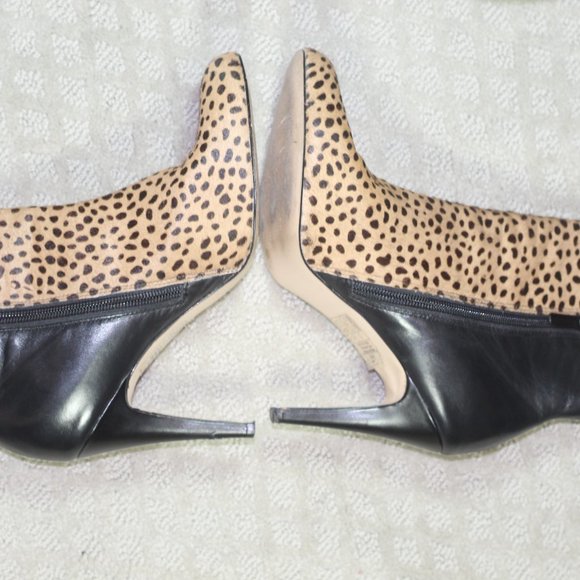 WHBM Size 7.5 Calf Hair Leopard-Print  4" Heel Ankle Boot - Picture 2 of 7